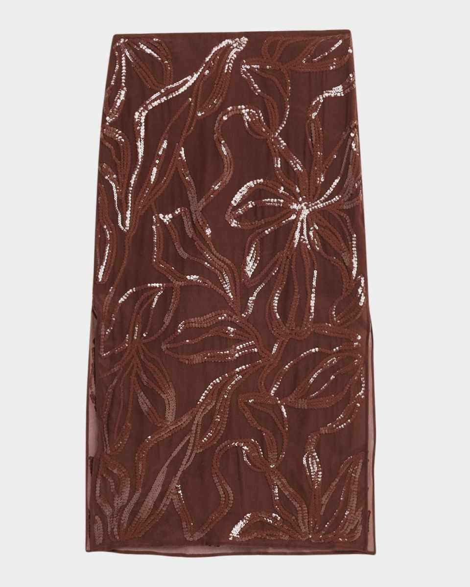 Sequined Georgette Midi Skirt